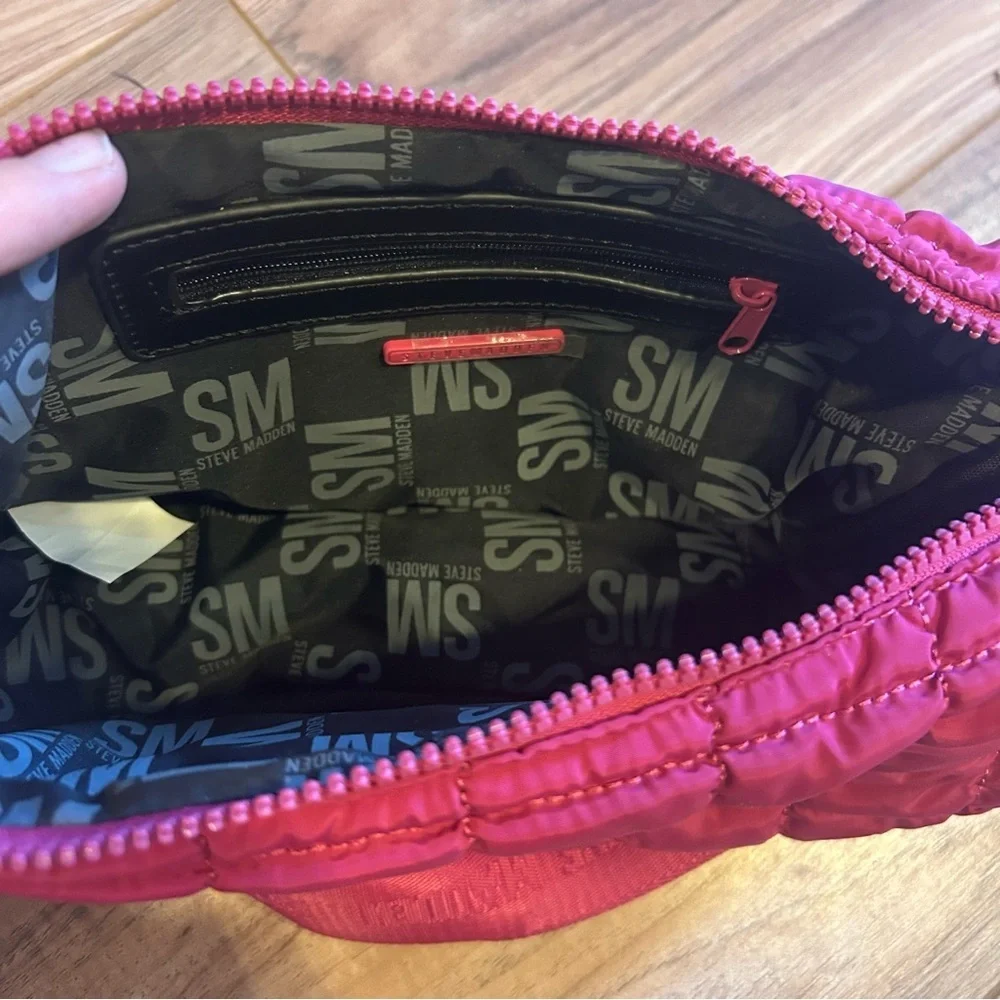 Steve Madden Pink Quilted Belt Bag Fanny Pack Crossbody Logo Strap